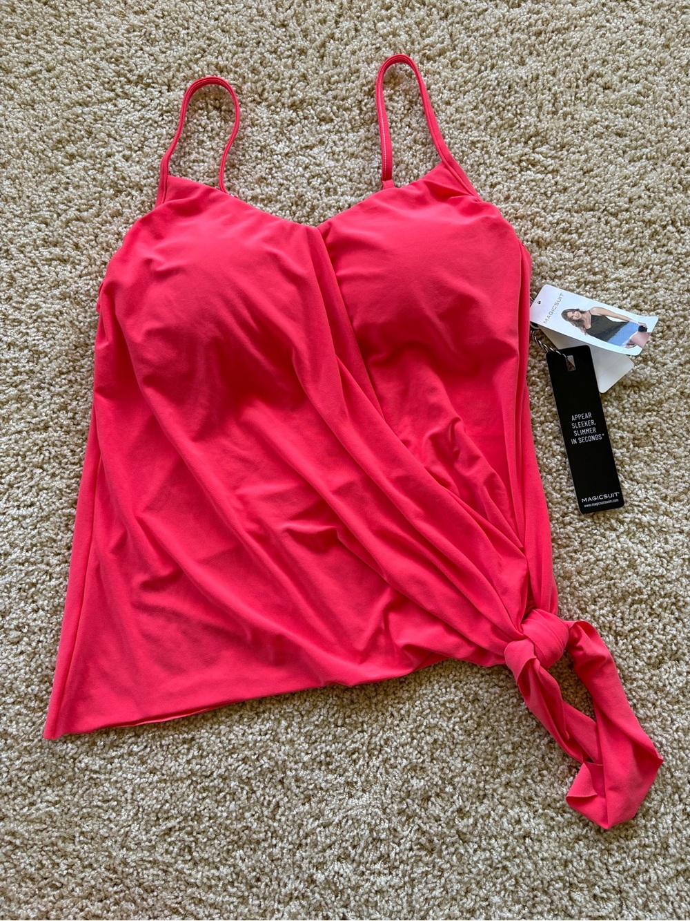 Magicsuit Solid Alex Underwire Side Tie Tankini Top 8 Sunset Orange